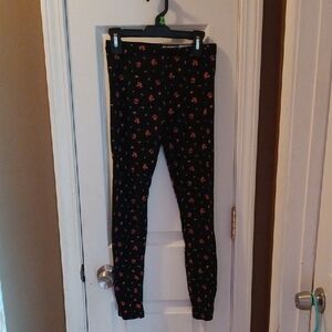 Girls Floral Black Leggings